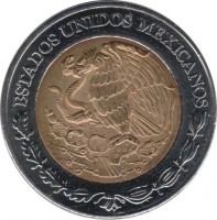 obverse of 5 Pesos - 200th Anniversary of the Independence: Ignacio López Rayón (2008) coin with KM# 894 from Mexico. Inscription: ESTADOS UNIDOS MEXICANOS