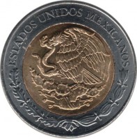 obverse of 5 Pesos - 100th Anniversary of the Mexican Revolution: Eulalio Gutiérrez (2009) coin with KM# 915 from Mexico. Inscription: ESTADOS UNIDOS MEXICANOS