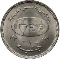 Silver coin Egypt KM# 909 جمهورية مصر العربية. IFOS. ١٤٢٣ هـ ١ ٢٠٠٢م. جنيه.