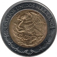 obverse of 5 Pesos - 200th Anniversary of the Independence: Miguel Ramos Arizpe (2008) coin with KM# 904 from Mexico. Inscription: ESTADOS UNIDOS MEXICANOS