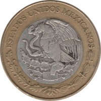 Mexico coin 10 Nuevos Pesos (1992 - 1995) obverse obverse of 10 Nuevos Pesos (1992 - 1995) coin with KM# 553 from Mexico. Inscription: ESTADOS UNIDOS MEXICANOS