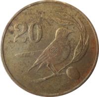 reverse of 20 Cents (1983 - 1988) coin with KM# 57 from Cyprus. Inscription: 20