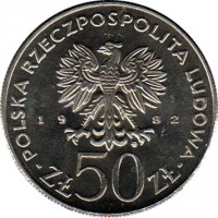 Poland coin 50 Złotych - Boleslaw III (1982) obverse obverse of 50 Złotych - Boleslaw III (1982) coin with Y# 133 from Poland. Inscription: RZECZPOSPOLITA POLSKA LUDOWA 19 82 ZŁ 50 ZŁ
