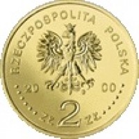 obverse of 2 Złote - Jubilee of Year 2000 (2000) coin with Y# 376 from Poland. Inscription: RZECZPOSPOLITA POLSKA 2000 ZŁ 2 ZŁ