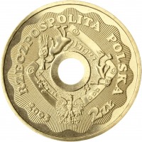obverse of 2 Złote - Great Orchestra of Christmas Charity (2003) coin with Y# 446 from Poland. Inscription: RZECZPOSPOLITA POLSKA 2003 ZŁ 2 ZŁ