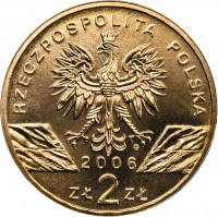 obverse of 2 Złote - Marmot (2006) coin with Y# 534 from Poland. Inscription: RZECZPOSPOLITA POLSKA 2006 ZŁ 2 ZŁ