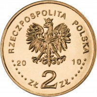 obverse of 2 Złote - Massacre of Katyn (2010) coin with Y# 721 from Poland. Inscription: RZECZPOSPOLITA POLSKA 2010 ZŁ 2 ZŁ