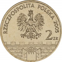 obverse of 2 Złote - Kołobrzeg (2005) coin with Y# 528 from Poland. Inscription: RZECZPOSPOLITA POLSKA 2005 2zł