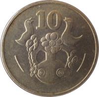 reverse of 10 Cents (1983 - 2004) coin with KM# 56 from Cyprus. Inscription: 10