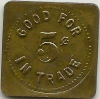 Brass coin Libya GOOD FOR 5¢. IN TRADE.