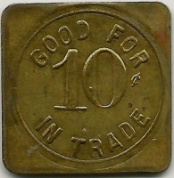 Brass coin Libya GOOD FOR. 10¢. IN TRADE.