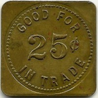 Brass coin Libya GOOD FOR. 25¢. IN TRADE.