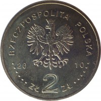 obverse of 2 Złote - Battle of Grunwald 1410 (2010) coin with Y# 732 from Poland. Inscription: RZECZPOSPOLITA POLSKA 2010 ZŁ 2 ZŁ