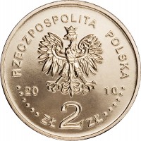 obverse of 2 Złote - Trzemeszno (2010) coin with Y# 752 from Poland. Inscription: RZECZPOSPOLITA POLSKA 2010 ZŁ 2 ZŁ