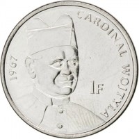 Cupronickel coin Congo - Democratic Republic KM# 157 CARDINAL WOJTYLA. 1F. 1967.