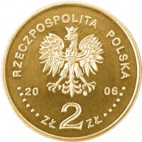 obverse of 2 Złote - June 1976 Anniversary (2006) coin with Y# 571 from Poland. Inscription: RZECZPOSPOLITA POLSKA 2006 ZŁ 2 ZŁ