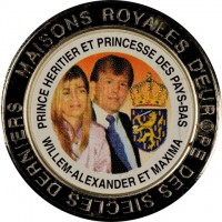 Nickel Plated Brass coin Congo - Democratic Republic MAISONS ROYALES D'EUROPE DES SIECLES DERNIERS. PRINCE HERITIER ET PRINCESSE DES PAYS-PAS. WILLEM-ALEXANDER ET MAXIMA.