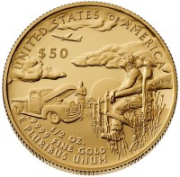 UNITED STATES OF AMERICA. $ 50. JVN.  1/2 OZ.9999 FINE GOLD. E PLURIBUS UNUM.