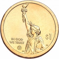 Manganese-Brass coin United States KM# 754 $1. IN GOD. WE TRUST. PH. JK.