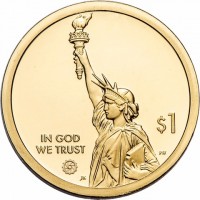 Manganese-Brass coin United States KM# 755 $1. IN GOD. WE TRUST. PH. JK.