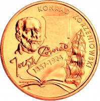 reverse of 2 Złote - Konrad Korzeniowski (2007) coin with Y# 591 from Poland. Inscription: KONRAD KORZENIOWSKI 1857-1924