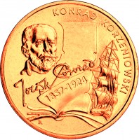 Poland coin 2 Złote - Konrad Korzeniowski (2007) reverse reverse of 2 Złote - Konrad Korzeniowski (2007) coin with Y# 591 from Poland. Inscription: KONRAD KORZENIOWSKI 1857-1924