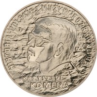 reverse of 2 Złote - Krzystof Komeda (2010) coin with Y# 727 from Poland. Inscription: HISTORIA POLSKIEJ MUSYKI ROZRYWKOWEJ KRZYSTOF KOMEDA