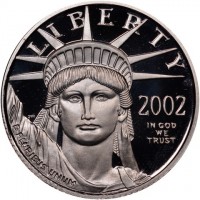 Platinum coin United States KM# 339 LIBERTY. 2002. E PLURIBUS UNUM. IN GOD WE TRUST.