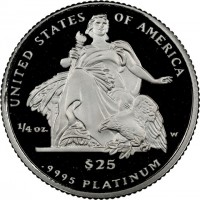 Platinum coin United States KM# 365 UNITED STATES OF AMERICA.9995. PLATINUM. 1/4 OZ. W. $25.