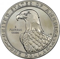 Silver coin United States KM# 209 E PLURIBUS UNUM EJ.JM. UNITED STATES OF AMERICA ONE DOLLAR. EJ-JM.