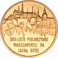 Poland coin 2 Złote - Warsaw - Jasna Góra Pilgrimage (2011) reverse reverse of 2 Złote - Warsaw - Jasna Góra Pilgrimage (2011) coin with Y# 784 from Poland. Inscription: 300-LECIE PIELGRZYMKI WARSZAWSKIEJ NA JASNĄ GÓRĘ