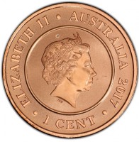 Copper coin Australia KM# 2793 ELIZABETH II. AUSTRALIA 2017. IRB. 1 CENT.
