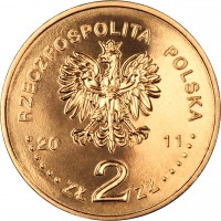 obverse of 2 Złote - Ferdynand Ossendowski (2011) coin with Y# 797 from Poland. Inscription: RZECZPOSPOLITA POLSKA 2011 ZŁ 2 ZŁ