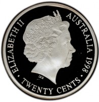 Silver coin Australia KM# 410 ELIZABETH II. AUSTRALIA 1998. TWENTY CENTS. IRB.
