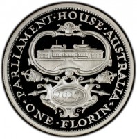 Silver coin Australia KM# 410 PARLIAMENT·HOUSE·AUSTRALIA. 1927. ·ONE·FLORIN·.
