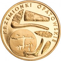 reverse of 2 Złote - Krzemionki Opatowskie (2012) coin with Y# 835 from Poland. Inscription: KRZEMIONKI OPATOWSKIE