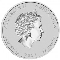 ELIZABETH II AUSTRALIA. IRB. 1/4oz 9999 Ag 2017 25 CENTS.