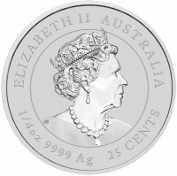ELIZABETH II AUSTRALIA. JC. 1/4oz 9999 Ag 25 CENTS.