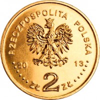 obverse of 2 Złote - Polish Theater in Warsaw (2013) coin with Y# 854 from Poland. Inscription: RZECZPOSPOLITA POLSKA 2013 ZŁ 2 ZŁ