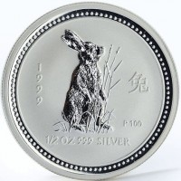 1. 9. 9. 9. 兔. P100. 1/2 OZ 999 SILVER.