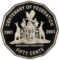 Copper-Nickel coin Australia KM# 559 CENTENARY OF FEDERATION. 1901 2001. NORTHERN TERRITORY. FIFTY CENTS.