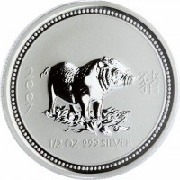Silver coin Australia KM# 1878 2. 0. 0. 7. 猪. 1/2 OZ 999 SILVER.