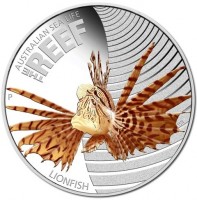 Silver coin Australia KM# 1100 AUSTRALIAN SEA LIFE. THE. REEF. P. LIONFISH. WR.