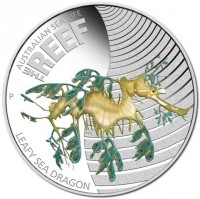 Silver coin Australia KM# 1101 AUSTRALIAN SEA LIFE. THE. REEF. P. WR. LEAFY SEA DRAGON.