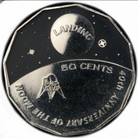 LANDING. 50 CENTS. 40th ANNIVERSARY OF THE MOON.