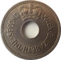 obverse of 1 Penny - Elizabeth II (1954 - 1968) coin with KM# 21 from Fiji. Inscription: QUEEN · ELIZABETH · THE · SECOND
