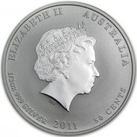 ELIZABETH II AUSTRALIA. IRB. 1/2oz 999 SILVER 2011 50 CENTS.