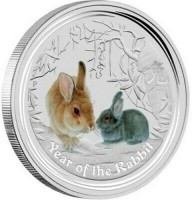 Silver coin Australia KM# 1474a 兔. Year of the Rabbit. P.