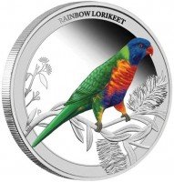 Silver coin Australia KM# 1925 RAINBOW LORIKEET. P. NM.