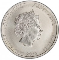 ELIZABETH II AUSTRALIA. IRB. 1/2OZ 999 SILVER 2014 50 CENTS.